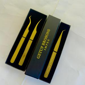 แหนบต่อขนตาแบบตรง รุ่น Custom 45 ปลายเคลือบทอง ป้องกันแม่เหล็ก ป้องกันไฟฟ้าสถิตย์ พร้อมด้ามจับเพชร - Product Image 4