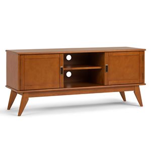 Supporto multimediale basso della metà del secolo in Teak marrone accessorio per mobili elegante ed elegante - Product Image 1