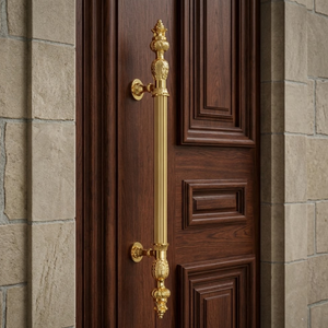 Poignée de porte en or antique, design luxueux, poignée longue décorative pour porte principale, qualité supérieure pour portes d'entrée de bureau - Product Image 2