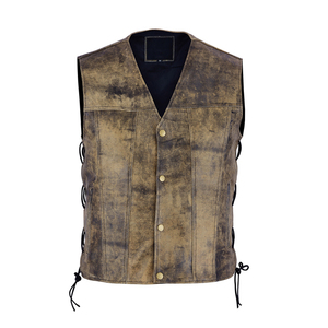 Veste en cuir véritable pour homme, style streetwear sans manches, pour l'hiver, vente en gros, vente en ligne. - Product Image 1