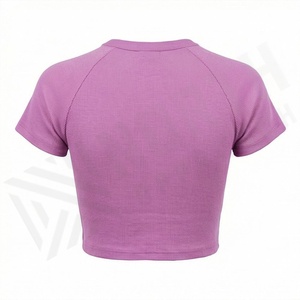 Cotton Summer Fashion Casual Slim Tight Printed Sleeve Gym Fit Women <b>Cropped</b> Tees Activewear Breathable Customized Color - Product Image 2