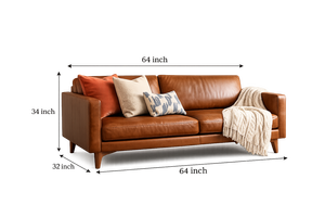 Sofá de Cuero Genuino de Estilo Moderno de Mediados de Siglo, Tapizado, Retro, para Sala de Estar, Dormitorio, Oficina y Apartamento - Product Image 2