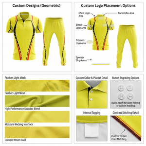 Ensemble uniforme de cricket personnalisé avec nom de marque, 100 % polyester et coton respirant, polo à manches courtes et pantalon de jogging, écologique - Product Image 6