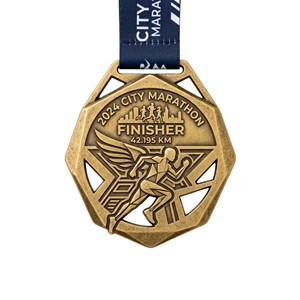 เหรียญรางวัลมาราธอนทองเหลืองชุบทองแบบกำหนดเอง รูปทรงไม่สม่ำเสมอ ปั๊มนูนลาย  ของที่ระลึกกีฬา - Product Image 5