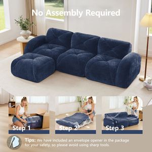 Divano a L con Design Trapuntato, Senza Struttura, in Morbido Velluto, Spugna ad Alta Densità 32D, Base Ergonomica, Senza Montaggio, per Soggiorno - Product Image 4
