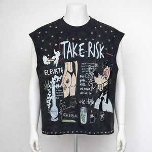 Gilet en coton graphique grande taille personnalisé de haute qualité, imprimé DTG, avec strass, style hip-hop, sans manches, coupe carrée, pour homme - Product Image 6