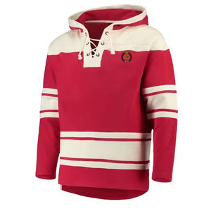 Sweat-shirt d'hiver personnalisable 100 % coton pour homme, coupe oversize, broderie lacets de hockey sur glace, coupe-vent personnalisé - Product Image 1