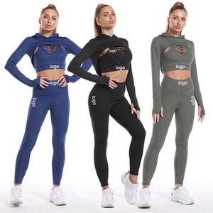 Conjuntos Deportivos de Alta Calidad para Niñas, Chaqueta de Yoga de Manga Larga con Cierre, Top Deportivo, Ropa Deportiva, Conjuntos de Yoga de 3 Piezas - Product Image 2