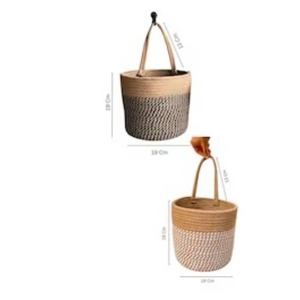 Hanging Macrame <b>Basket</b> Stylish Cotton Rope Wall Hanging Storage <b>Basket</b> For Home Decor Plants Kitchen And Daily Essentials Use - Product Image 3