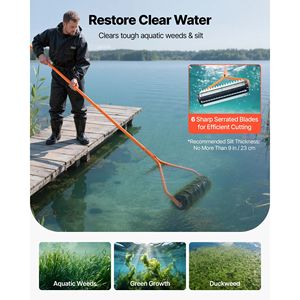 Rullo Manuale in Acciaio Inossidabile da 4,3 m per la Rimozione di Erbacce e Fanghi da Laghi e Stagni - Attrezzo per la Pulizia di Laghi e Stagni - Product Image 2