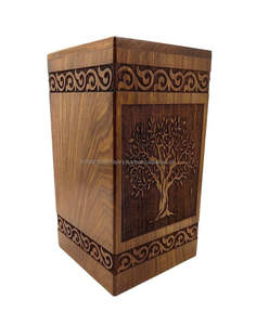Urnas de cremación de madera personalizadas de alta calidad al por mayor, cajas con grabado del Árbol de la Vida, recuerdo funerario para cremaciones. - Product Image 4