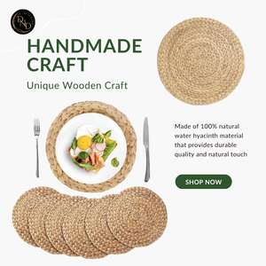 Stylish Natural Water Hyacinth Bohemian Design Handmade Round Non-Slip Eco Dining <b>Table</b> <b>Mat</b> Placemat - Product Image 3