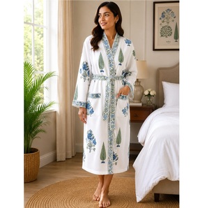 Bata de Baño de Algodón Estampado Tipo Waffle, Manga Larga, Estilo Kimono, para Hotel, Spa, Resort de Lujo, Hogar, Salón y Baño - Product Image 3