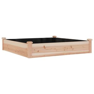 Bac à fleurs surélevé en bois de sapin massif 47,2 x 47,2 x 9,8 po, pots et jardinières naturels - Product Image 2