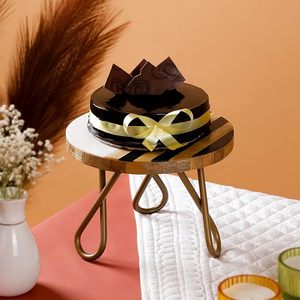 Support à gâteau rond en bois écologique avec pieds en métal pour la présentation de desserts, décoration de table pour mariages, anniversaires et fêtes - Product Image 5