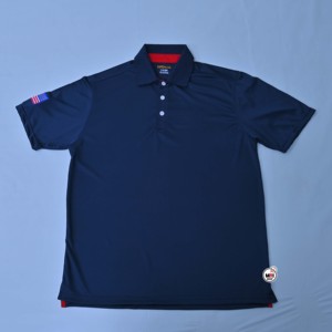 Camisetas Polo de Manga Corta Azul Marino para Hombre OEM con Bordado de la Bandera Americana en el Manga Izquierdo, Tejido de Punto de Secado Rápido, Estilo Casual - Product Image 4