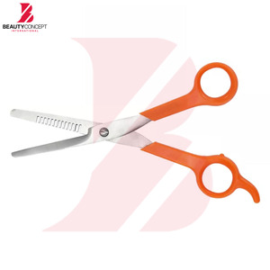 Ciseaux à effiler les cheveux professionnels en acier inoxydable avec manche en plastique orange, personnalisables avec logo, pour barbier, vente en gros - Product Image 5