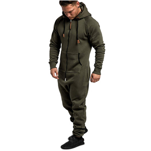 Survêtement d'hiver pour homme en molleton 100% coton écologique, rouge uni, à capuche, mi-épais, manches longues, coupe droite, décontracté, avec poches latérales - Product Image 2