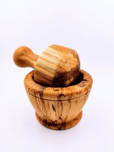 Juego de Mortero y Pilón de Madera Artesanal, Herramienta de Cocina para Moler Hierbas y Especias, Triturador Culinario Tradicional - Product Image 3