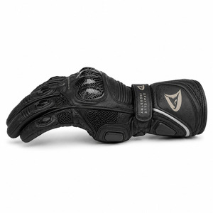2026 Racing Gloves Full Finger Leather Black Adjustable Wrist <b>Strap</b> Hook And Loop Closure Riding Protection - Product Image 3