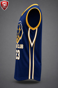 Maillot de basket personnalisé imprimé par sublimation en polyester maillé sans manches col en V uniforme d'équipe séchage rapide unisexe - Product Image 3