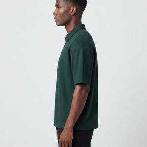 <b>Men's</b> <b>Green</b> Short Sleeve Knitted <b>Polo</b> <b>Shirt</b> With Zipper Casual Solid Color Regular Fit Cotton oxford Breathable woven <b>polo</b> <b>shirt</b> - Product Image 6