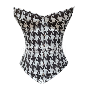 Corset Top à Imprimé Pied-de-Poule, avec Armatures en Acier, Bonnets Sublimés et Fermeture Overbust - Product Image 4