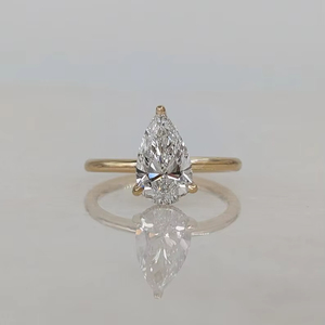 Anillo de Compromiso Clásico de Oro Starsgem para Mujer, Diamante Cultivado en Laboratorio HPHT CVD de 1 Quilate con Corte de Pera, Joyería de Oro Sólido, Certificado IGI - Product Image 3