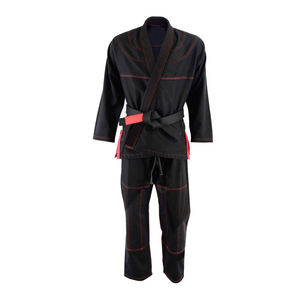 Black BJJ Kimono Men's Regular Fit Cotton Judo Gi with Brown Stitching and <b>Red</b> <b>Belt</b> Tip Sports UnifoRM - Product Image 2