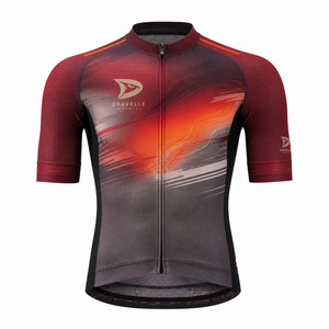 Maillot de cyclisme à impression thermique volcanique, vêtements de cyclisme personnalisés pour équipe, maillot à manches courtes avec détails réfléchissants et poches de rangement arrière - Product Image 2