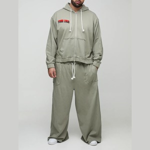Unisex 350gsm Men's Joggers Set Custom Winter Comfortable Sweatpants <b>Hoodie</b> with wide leg Trousers Autumn Casual Tracksuit - Product Image 1