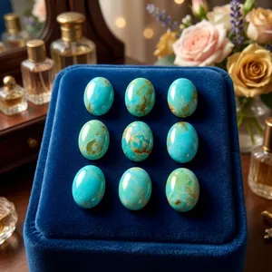 Pierres précieuses naturelles en turquoise verte, taille ovale 10x14mm, pierres brutes pour la fabrication de bijoux, cabochon - Product Image 5