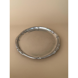 Classic Design Stainless Steel Designer Oval Shaped Dish Brass Border Design Silver Color Finishing Platter and Tray Home Decor - Product Image 2