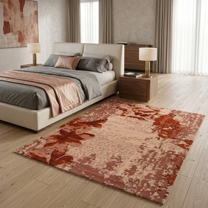 Alfombra de lana de diseño personalizado con construcción duradera hecha a mano para decoración de dormitorio, sala de estar y comedor. - Product Image 1