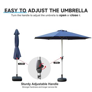 Ombrellone da Patio da 2,7 m con Manovella Inclinabile a Pulsante, Protezione UV, Impermeabile, Ombrellone da Giardino per Esterni 8 - Product Image 4
