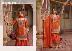 คอลเลคชั่นพรีเมียม ชุดชินอนหลากหลายแบบใหม่ พร้อมชุดชารารา-คุรตาปักลายและผ้าคลุมไหล่ จากซัพพลายเออร์ในอินเดีย จำหน่ายผ่านอินเดียออนไลน์ช้อปปิ้ง - Product Image 6