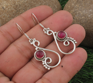 Pendientes de Jade Rojo Natural, Plata de Ley 925, Piedras Preciosas Hechas a Mano, Joyería de Lujo para Mujer, Venta al por Mayor - Product Image 4