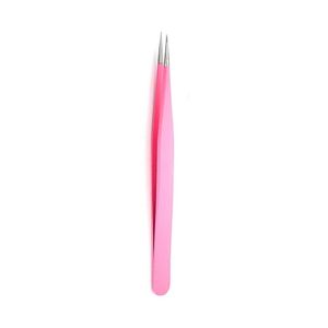 Pink Strip Eyelash <b>Applicator</b> Tool High Quality Lash Tech Tweezers Dolphin Shape Isolation Slim Head Precision Curved Tweezers - Product Image 6