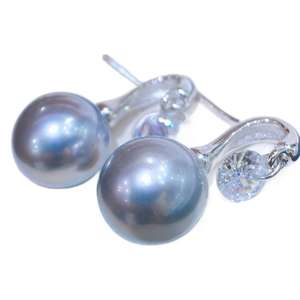 Wholesale 925 Pure Silver Dangle Earrings Natural 11-12mm Pearl Twin <b>Towers</b> Design Cold <b>Light</b> Micro Flaws Fashionable - Product Image 5