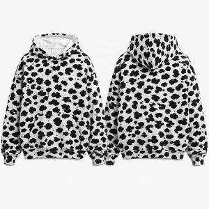 Sweat-shirt à capuche unisexe en molleton épais avec imprimé léopard numérique, logo personnalisé sur le devant, poche, style streetwear, hiver - Product Image 5