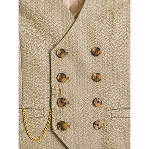 Gilet en tweed croisé sur mesure pour homme, motif chevrons de qualité supérieure, gilet de costume classique et habillé pour affaires et mariages - Product Image 2