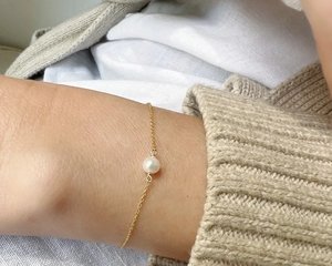 Dainty Gold Pearl <b>Bracelet</b> Single Piece Tiny Pearl Jewelry June Birthstone Elegant Handmade <b>Bracelet</b> for Women Gift - Product Image 2