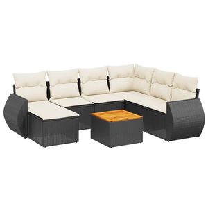 Ensemble de canapés de jardin en rotin noir, mobilier d'extérieur avec coussins en mousse haute densité, design contemporain imperméable - Product Image 4