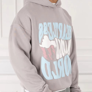 Sweat-shirts à capuche pour hommes entièrement personnalisables avec impression en relief, 100 % coton, légers, respirants, pour l'automne, manches longues, prix ajustable - Product Image 4