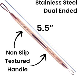 5 inch High Carbon Steel Face Comedone <b>Extractor</b> Tool | Professional Double-Ended Acne & <b>Blackhead</b> Remover - Product Image 4