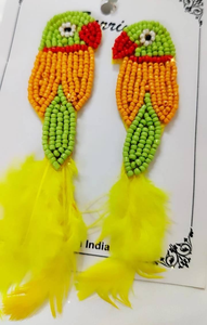 Boucles d'oreilles multicolores en perles de rocaille, tissées et brodées à la main, perles de verre, design créatif pour fêtes, mariages, cadeaux - Product Image 3