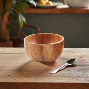 Acacia Wood Bowl Japanese Style Rice & <b>Small</b> Soup Bowl Natural Kitchen Tableware Minimalist Salad Dish Mini Dough Bowl - Product Image 3