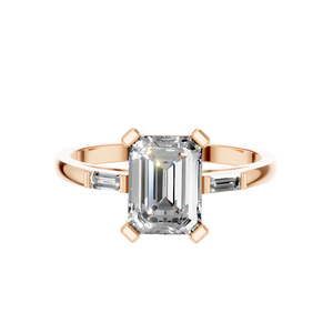 Anillo de compromiso, boda o aniversario único con moissanita de 2 quilates con corte esmeralda, chapado en rodio sobre plata de ley 925 - Product Image 3