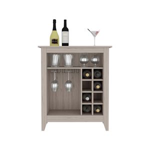 Mueble Bar con Acabado Gris Claro, Modelo Castle, con un Estante Abierto y Seis Compartimentos para Botellas de Vino - Product Image 2