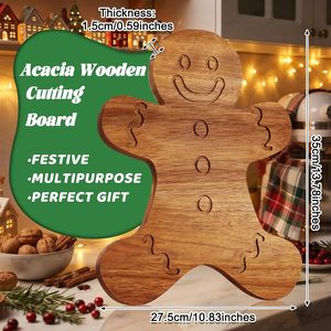 Planche à découper en bois en forme de bonhomme en pain d'épices, plateau de service pour fromages, décoration de cuisine de Noël, vente en gros - Product Image 3